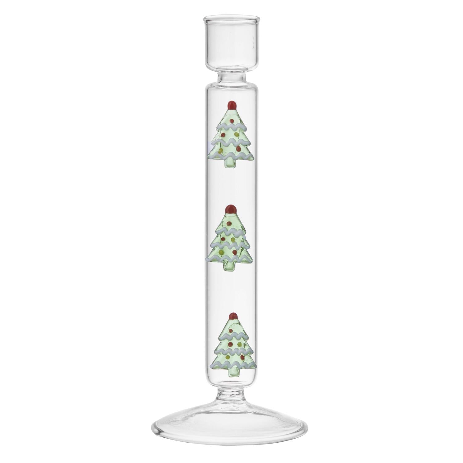 Lysestage m. juletræer - H18 cm